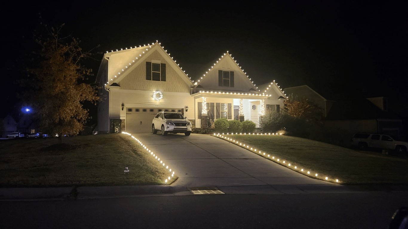 Christmas lights installation in Morrisville