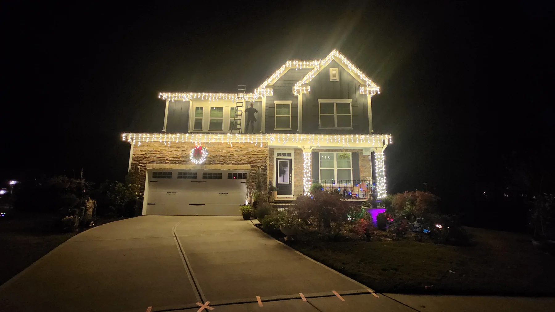 Christmas lighting installed in Morrisville.
